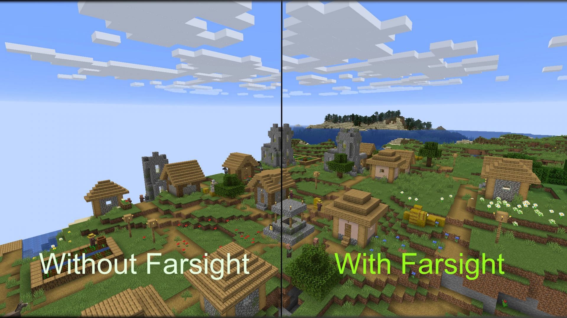 Farsight mod allows the client-side of the game to load chunks even if they are unloaded on the server (Image via CurseForge/Farsight)
